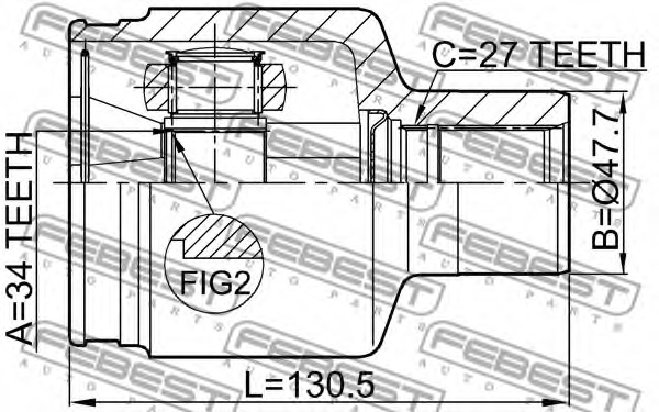 ШРКШ (ШРУС) внутрішній 34x47,7x27 Ssangyong ACTYON I 2.3 4x4 06-