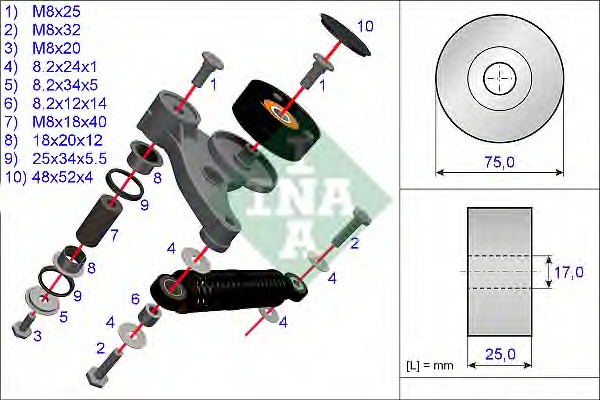 Натяжник ременя генератора Audi A4 A6 VW Passat 2.5 TDI 97-05 (кивачка)